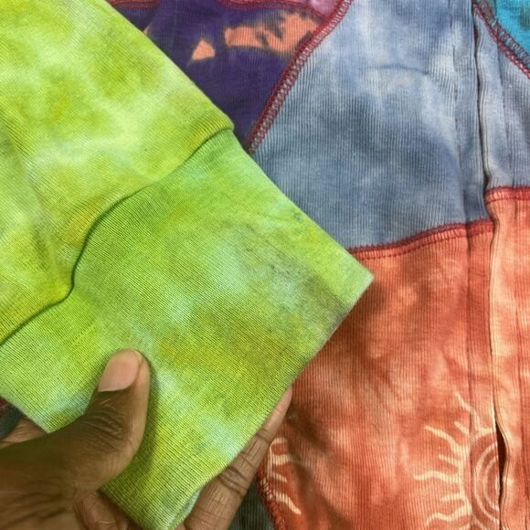 Talk Of The Walk Hooded Jacket Patchwork Boho Casual Hippie Y2K Full Zip L/ XL - Picture 12 of 12